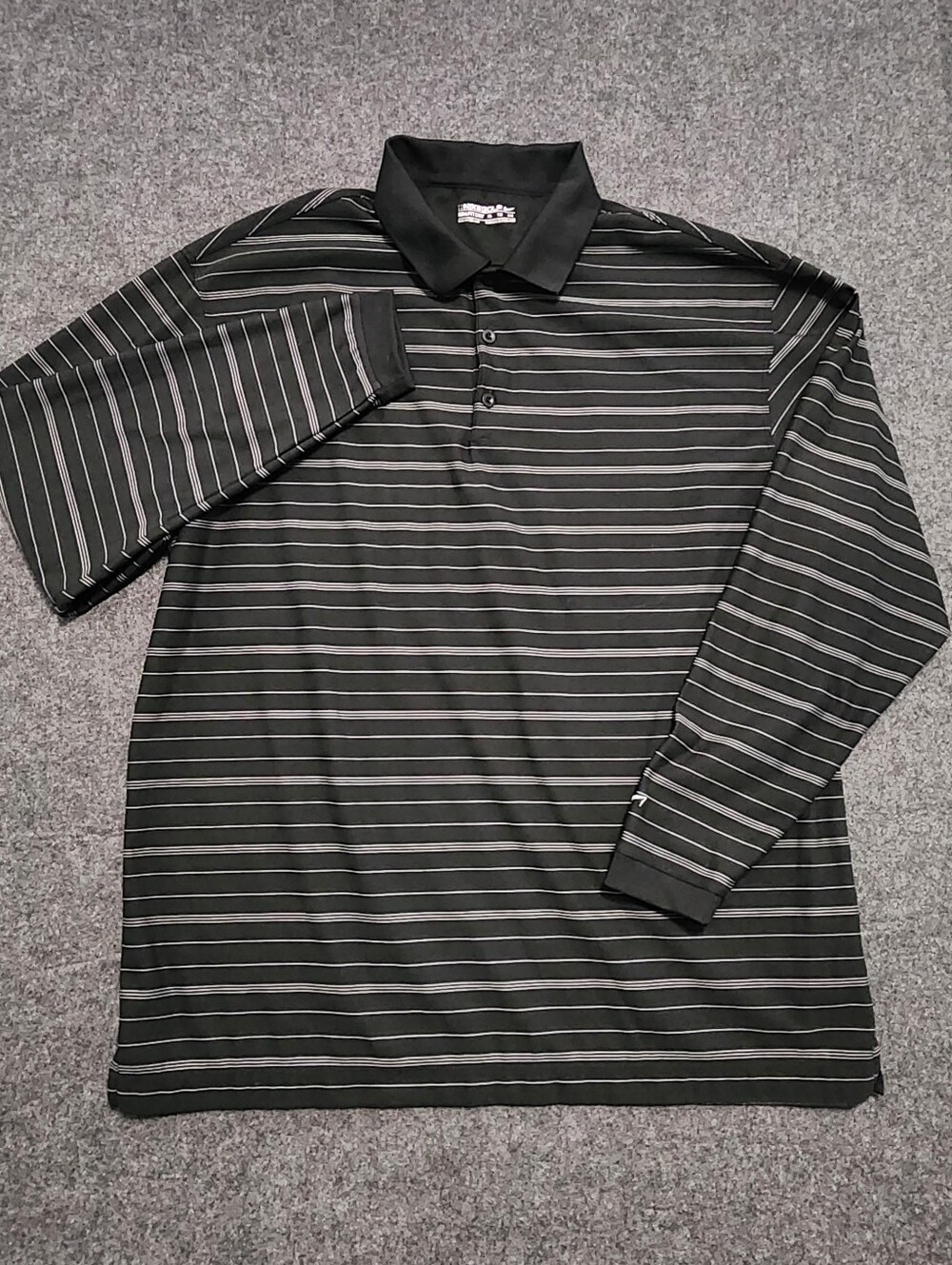 Nike Golf Long-Sleeve Black Polo with Thin White Stripes